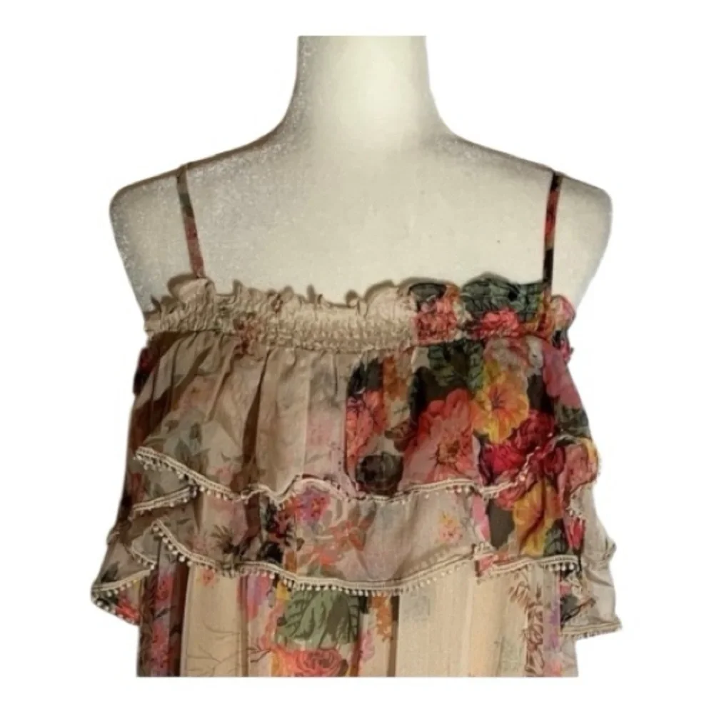 Stellah Spaghetti Strap Floral Tiered Ruffle Midi Dress - Picture 4 of 9